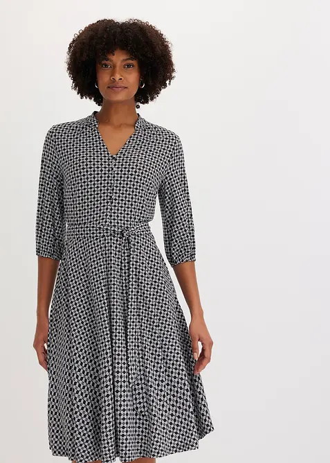 Trikotkjole med knytebelte (2-pack), bonprix