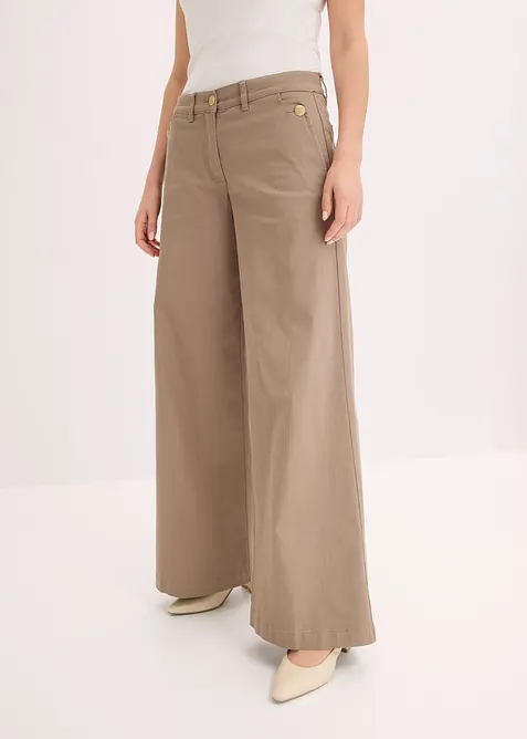 Wide Leg-bukse med stretch, bonprix