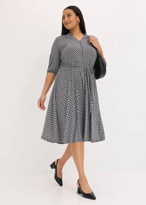 Trikotkjole med knytebelte (2-pack), bonprix