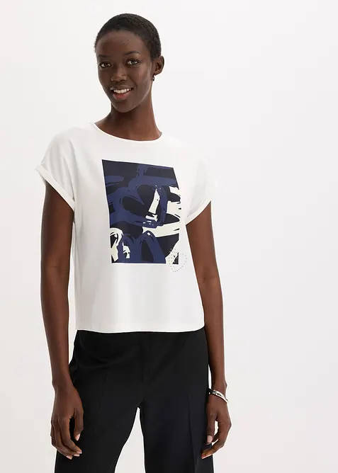 Top med viskose og glitterstener, bonprix