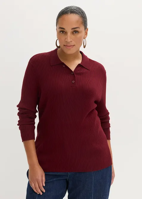 Ribbestrikket genser av viskosemiks, bonprix