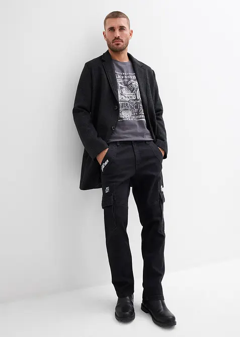 Relaxed fit-cargojeans med stretch og komfortlinning, Straight, bonprix
