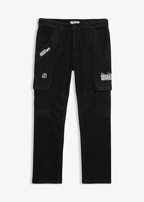 Relaxed fit-cargojeans med stretch og komfortlinning, Straight, bonprix