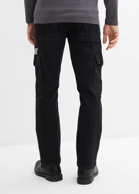 Relaxed fit-cargojeans med stretch og komfortlinning, Straight, bonprix