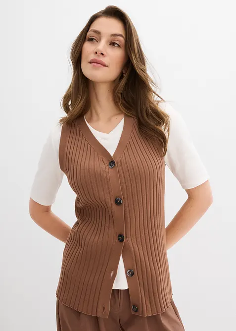 Vest i ribbestrikk, bonprix