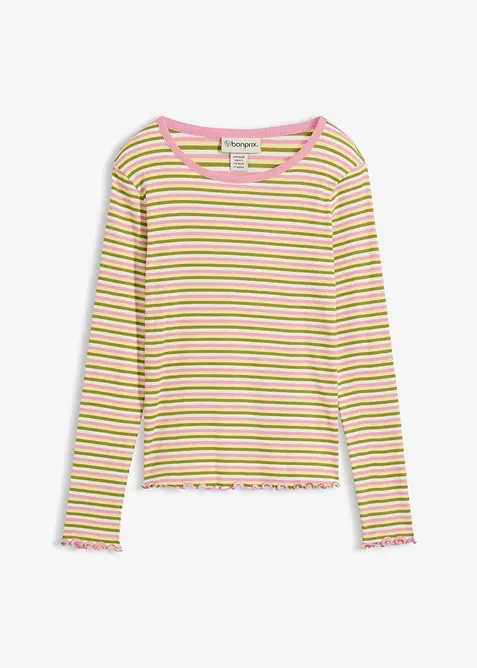 Stripet ribbet topp av &oslash;kologisk bomull, bonprix