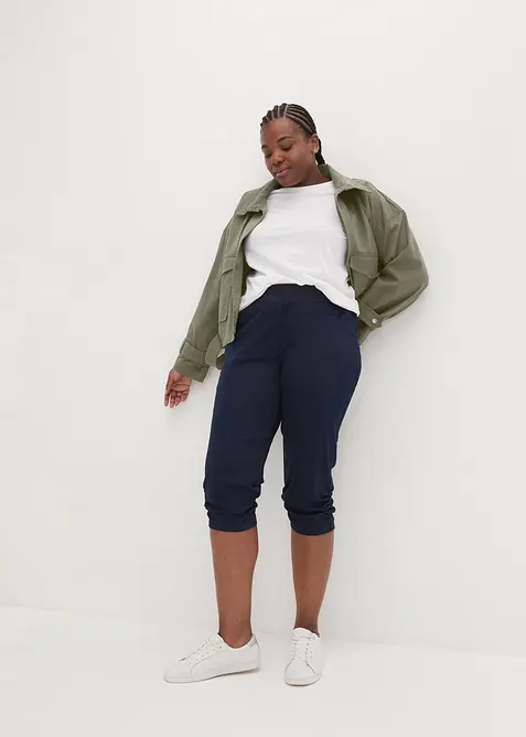 Capri-bukse i bomullsmiks med komfortlinning, bonprix