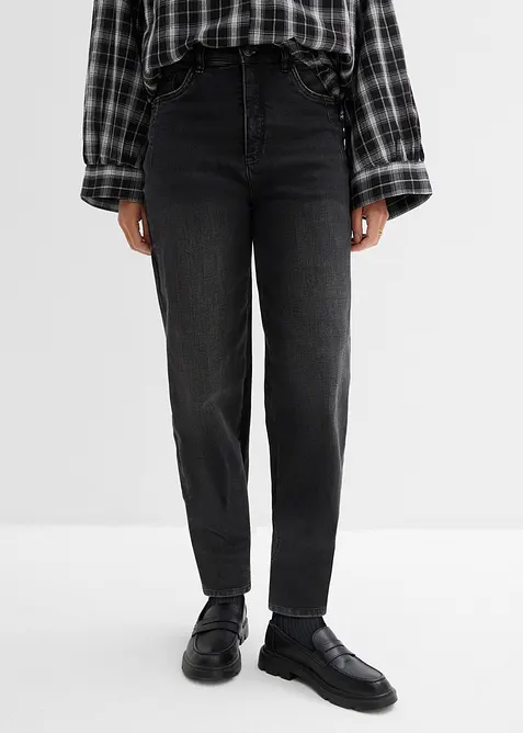 Barrel-Jeans, High Waist, &oslash;kologisk bomull, bonprix