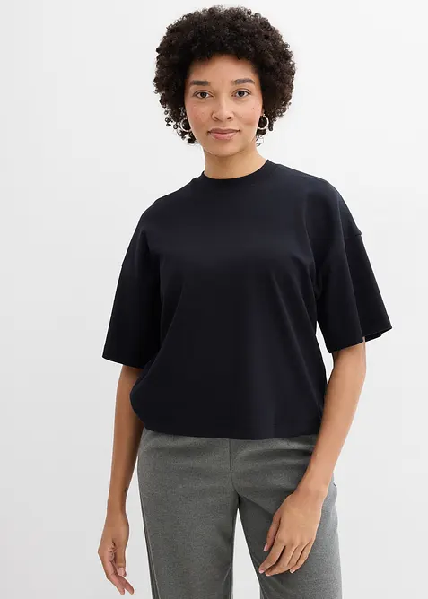 Kort, oversized topp i formstabil, 100% &oslash;kologisk bomull, bonprix