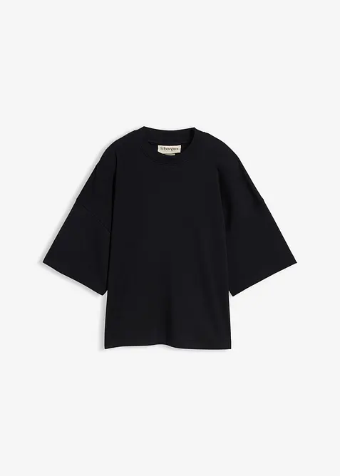 Kort, oversized topp i formstabil, 100% &oslash;kologisk bomull, bonprix