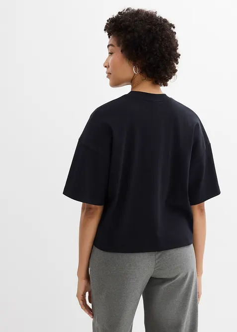 Kort, oversized topp i formstabil, 100% &oslash;kologisk bomull, bonprix