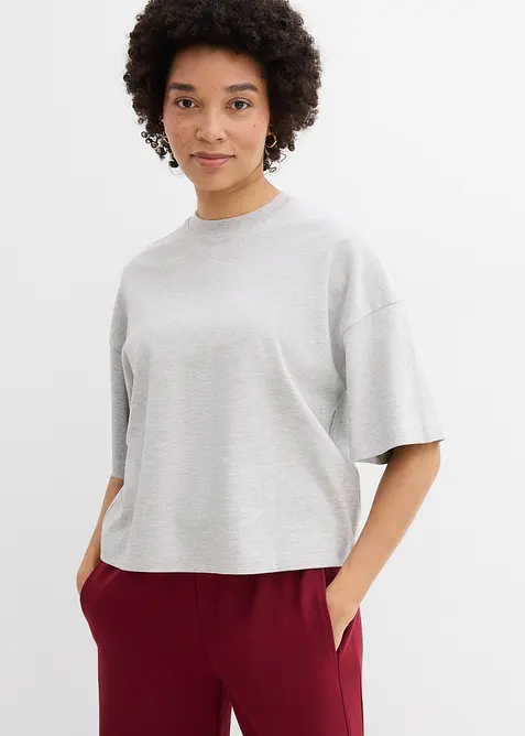 Kort, oversized topp i formstabil, 100% &oslash;kologisk bomull, bonprix