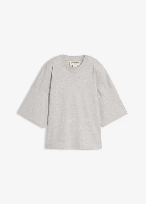 Kort, oversized topp i formstabil, 100% &oslash;kologisk bomull, bonprix