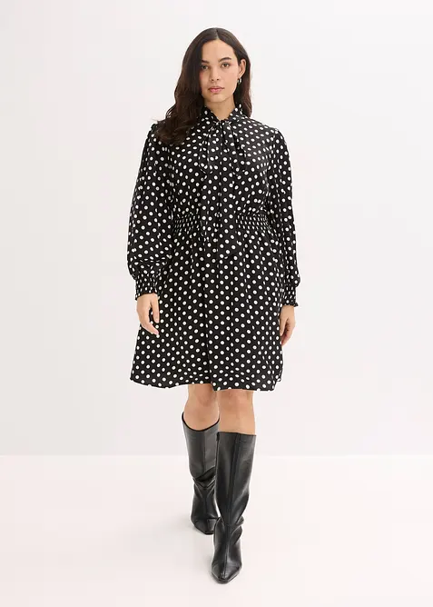 Kjole med sl&oslash;yfekrage av fint fallende sateng, bonprix