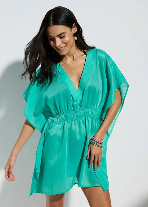 Transparent strandtunika med V-hals, bonprix