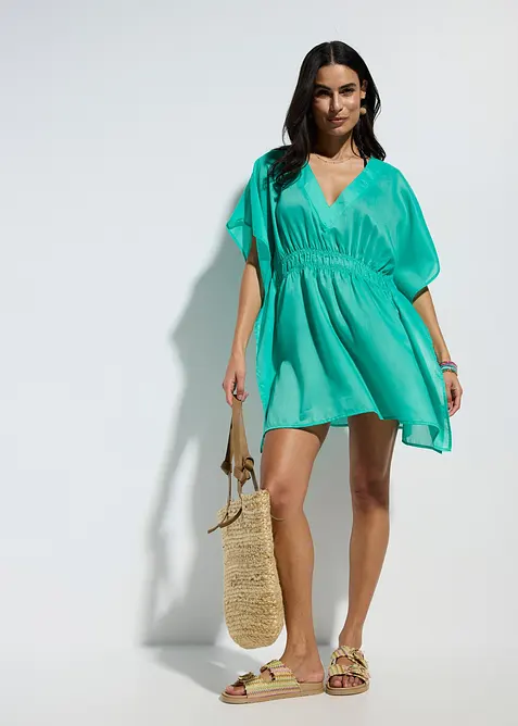 Transparent strandtunika med V-hals, bonprix