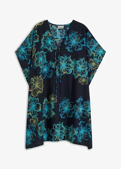 Transparent strandtunika med V-hals, bonprix