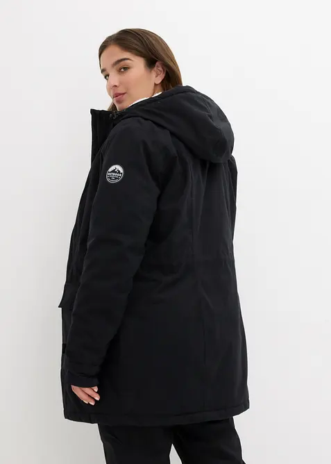 Funksjonsparkas med hette og teddyfleece, vanntett, bonprix
