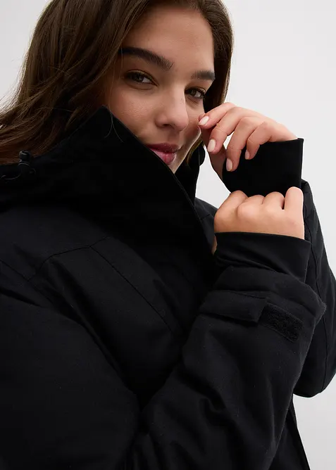 Funksjonsparkas med hette og teddyfleece, vanntett, bonprix