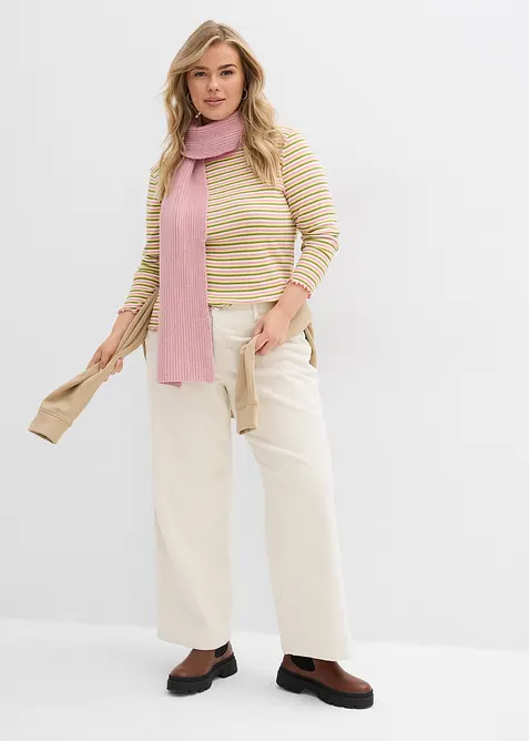 Stripet ribbet topp av &oslash;kologisk bomull, bonprix