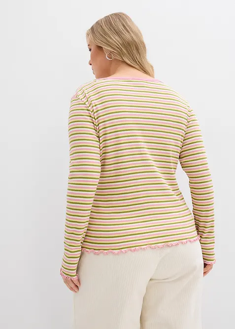 Stripet ribbet topp av &oslash;kologisk bomull, bonprix