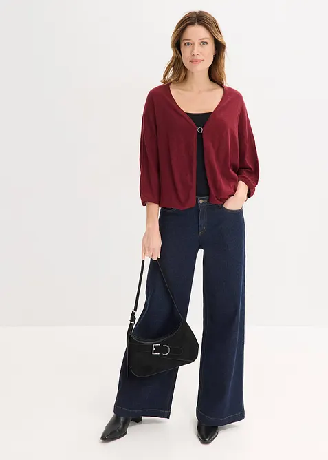 Finstrikket cardigan i 100% bomull, bonprix