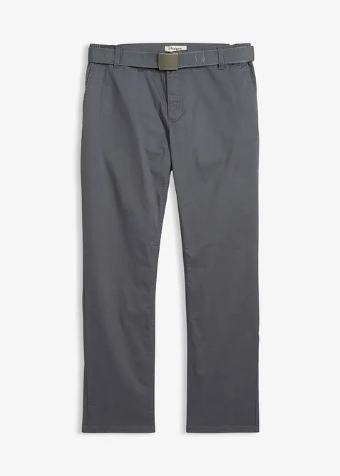 Regular fit-chinos med belte og elastisk linning, Straight, bonprix