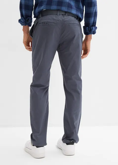 Regular fit-chinos med belte og elastisk linning, Straight, bonprix