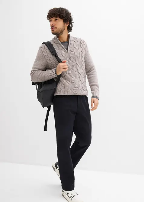 Relaxed fit-bukse med stretch og elastisk linning, Straight, bonprix