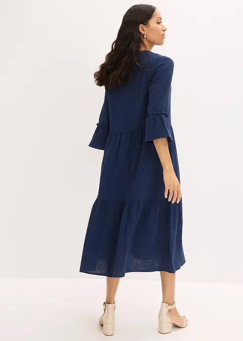 Maxikjole i myk musselin, bonprix