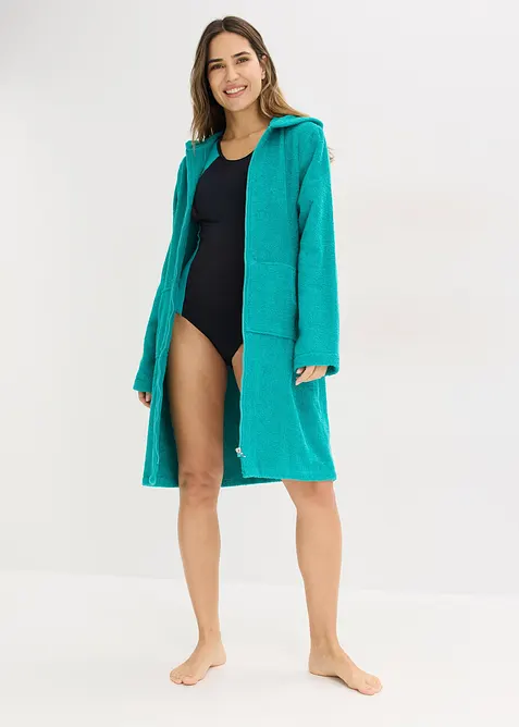 Badek&aring;pe i frott&eacute;  av &oslash;kologisk bomull, med glidel&aring;s, bonprix