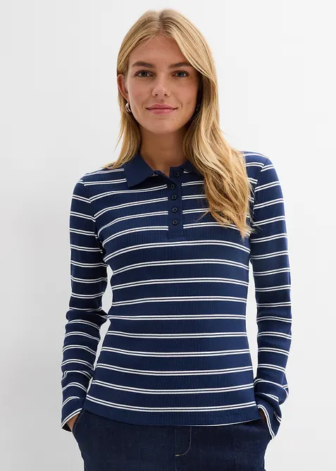 Ribbet poloskjorte, bonprix