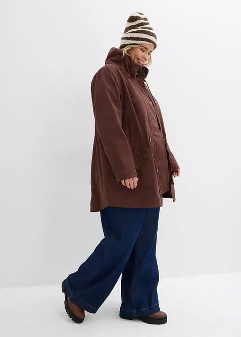 Kort bomullsparkas med st&aring;krage, innsvinget, bonprix