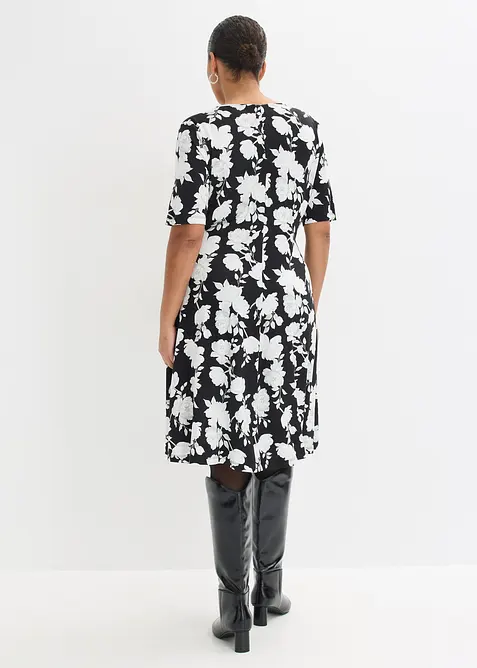 M&oslash;nstret jerseykjole med drapering, bonprix