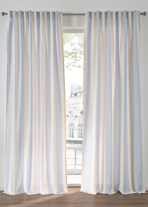 Gardin med stripem&oslash;nster og resirkulert polyester (1-pack), bonprix