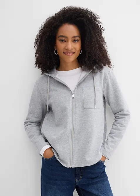 Sweatjakke med hette, med resirkulert polyester, bonprix