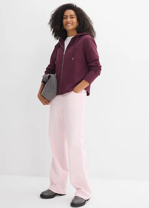 Sweatjakke med hette, med resirkulert polyester, bonprix