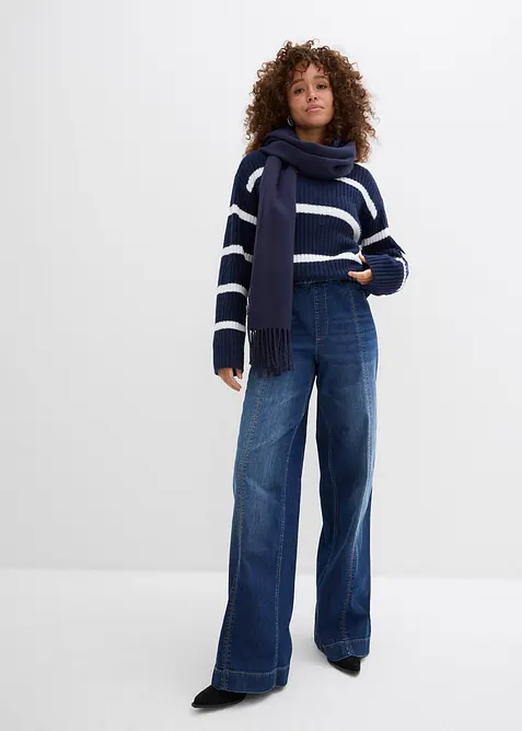 Wide Leg Jeans High Waist, komfortlinning, Full Length, bonprix