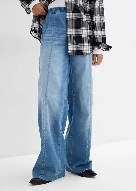 Wide Leg Jeans High Waist, komfortlinning, Full Length, bonprix