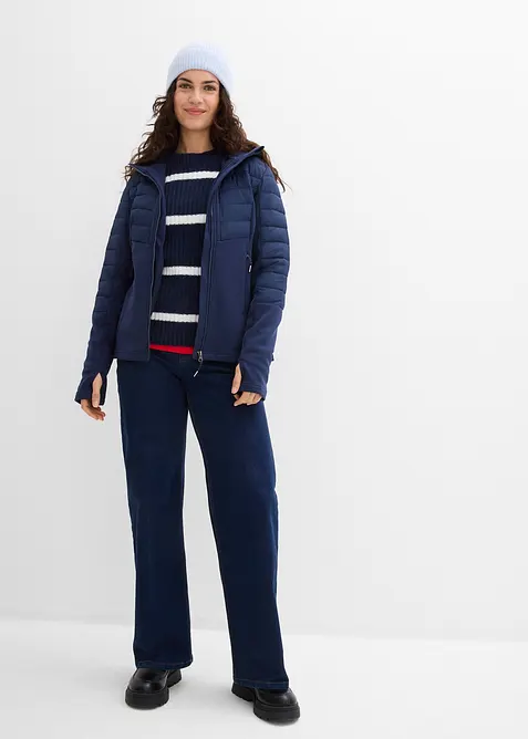 Vannavvisende hybridjakke med softshell- og vatterte innfellinger, bonprix