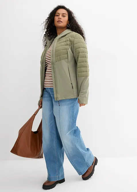 Vannavvisende hybridjakke med softshell- og vatterte innfellinger, bonprix