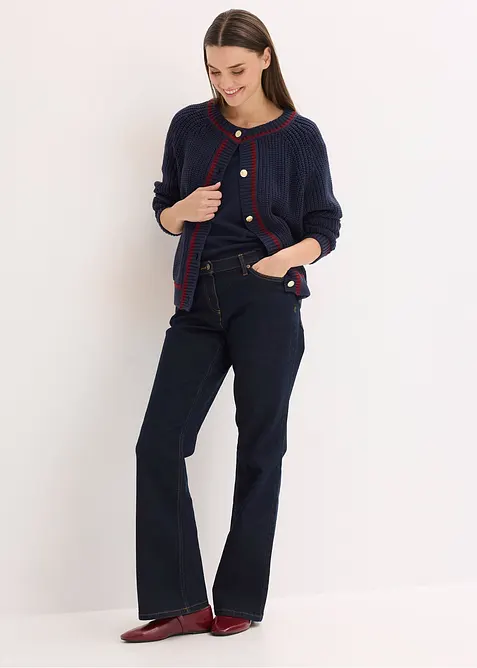 Strikkejakke med konstrastfargede striper, bonprix