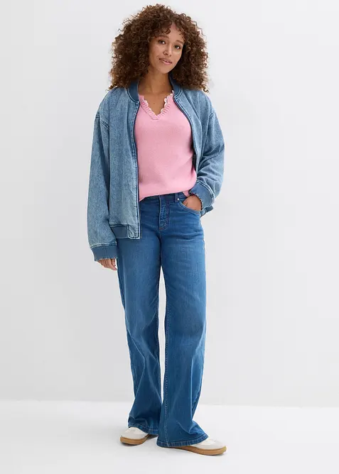 Genser med innfelte blonder, bonprix