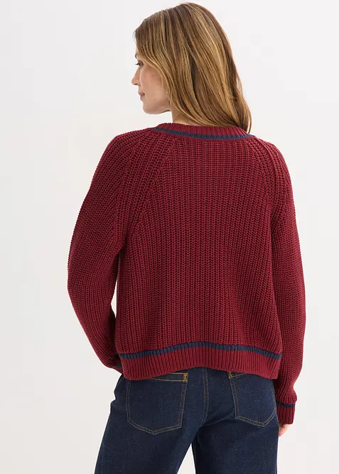 Strikkejakke med konstrastfargede striper, bonprix