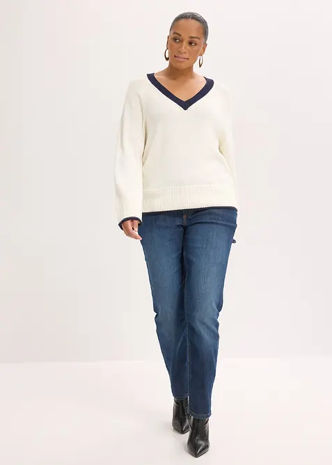 Genser med kontrastfargede striper, bonprix