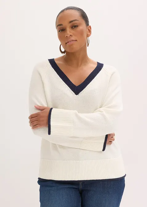 Genser med kontrastfargede striper, bonprix