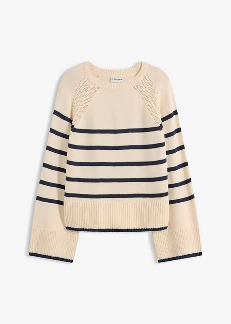 Genser med kontrastfargede striper, bonprix