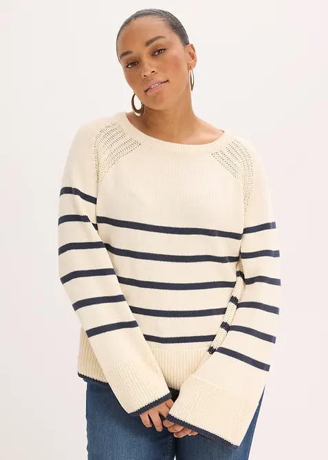 Genser med kontrastfargede striper, bonprix
