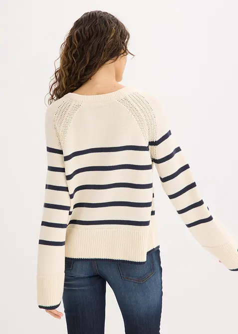 Genser med kontrastfargede striper, bonprix
