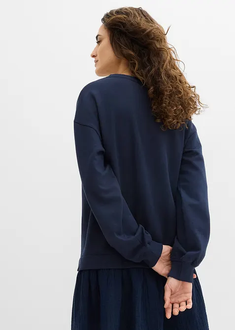 Sweatshirtkjole med vevd skj&oslash;rt, bonprix